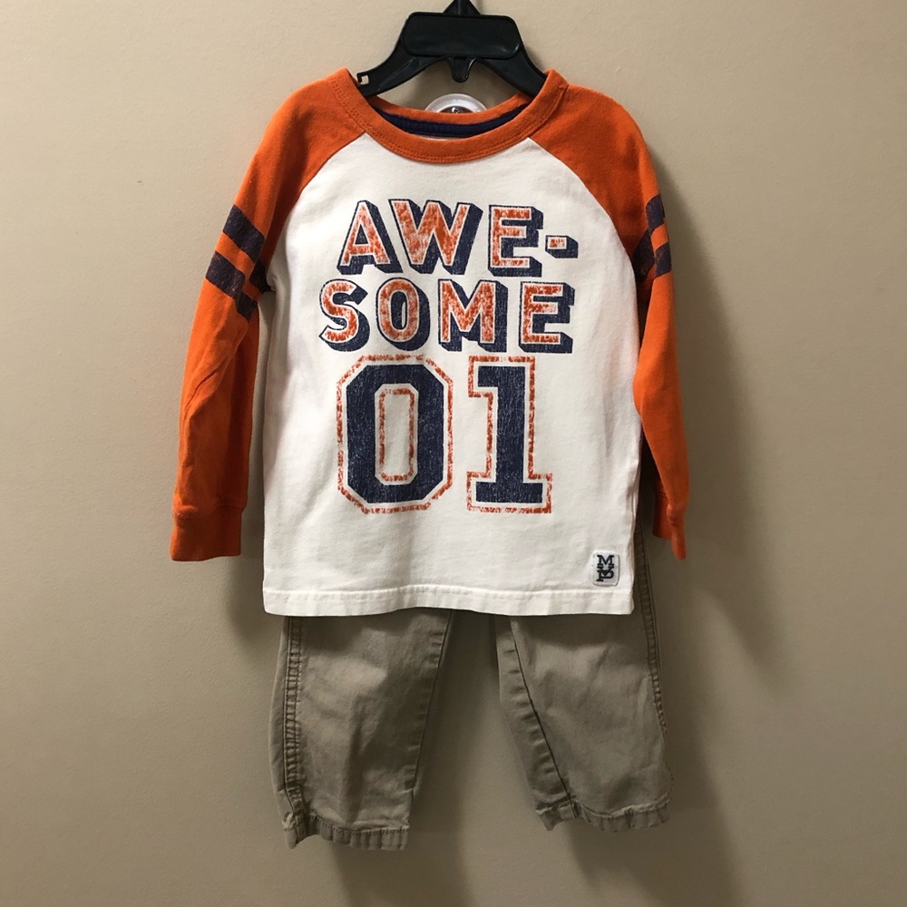 Two-Piece Boys Outfit, 2T shirt, 24 month pants